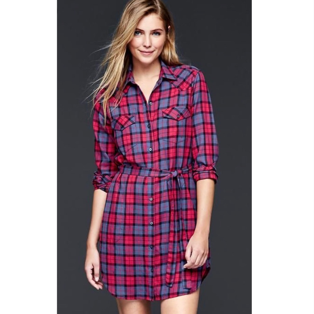 GAP Plaid Shirt Dress NWT